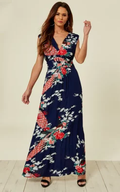 Promo β Ruby Rocks Navy Peacock Floral βοΈ Summer Maxi π Dress π
