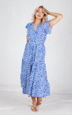 Buy 🛒 Boutique Store Blue Short Sleeve Tiered Maxi 👗 Dress 🥰 -Alie Street Shop unnamed file 665