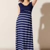 Hot Sale 🔔 Happy Mama Maternity Nursing Maxi 👗 Dress With Pockets In Navy Stripes 🤩 -Alie Street Shop unnamed file 682