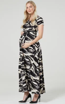 Buy 💯 Happy Mama Maternity Nursing Maxi Wrap 👗 Dress In Abstract Print 🌟 -Alie Street Shop unnamed file 699