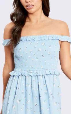 Best Sale ⌛ GIGILAND UK Baby Blue Floral Tier Off Shoulder Maxi 👗 Dress 👍 -Alie Street Shop unnamed file 703