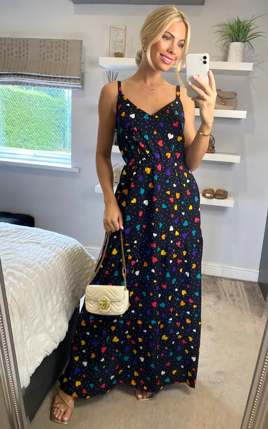 Best deal π Yumi Heart Spot Maxi βοΈ Summer π Dress In Black π 4 Best deal π Yumi Heart Spot Maxi βοΈ Summer π Dress In Black π - Image 2