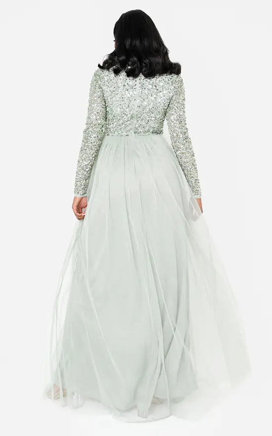 Outlet π Maya Deluxe Green Lily Embellished Long Sleeve Bridesmaid Maxi π Dress π― 4 Outlet π Maya Deluxe Green Lily Embellished Long Sleeve Bridesmaid Maxi π Dress π― - Image 2