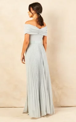 Discount 🎁 Goddiva Bardot Pleated 👗 Skirt Maxi 👗 Dress In Silver ❤️ -Alie Street Shop unnamed file 73