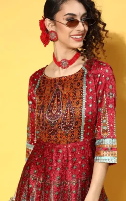 Cheap ⌛ Nesavaali Wine Paisley Boho Vintage Print Maxi 👗 Dress 🌟 -Alie Street Shop unnamed file 76