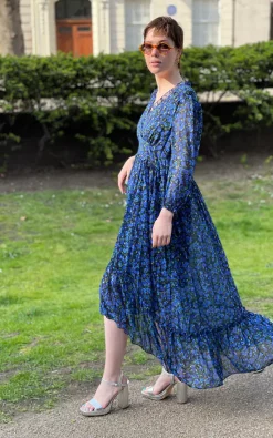 Top 10 π YLONDON Floral Print Frill π Dress Rosa In Blue π