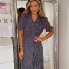 Buy 🔔 Love Memphis Frill Hem Wrap Style Maxi 👗 Dress In Navy Ditsy Floral Print 😀 -Alie Street Shop unnamed file 795