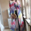 Best deal 🤩 CY Boutique Button Up Maxi 👗 Dress In 🌞 Summer Feather Print 🛒