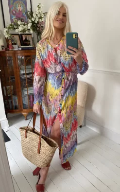 Best deal 🤩 CY Boutique Button Up Maxi 👗 Dress In 🌞 Summer Feather Print 🛒 -Alie Street Shop unnamed file 821