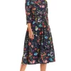 Coupon 😉 AWAMA Floral Pattern Airy Maxi 👗 Dress Tied At Waist With 3/4 Sleeves In Navy 🎁 -Alie Street Shop unnamed file 856