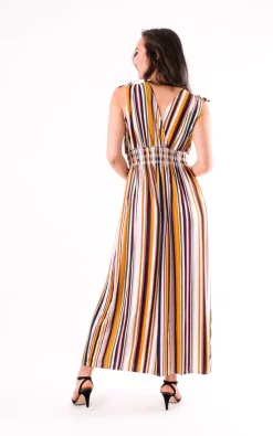 Cheap 🤩 Elasticated Waist Pinstripe Maxi 👗 Dress In Multi Colors 🔔 -Alie Street Shop unnamed file 862