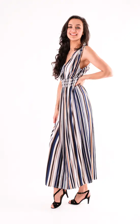 Buy π Elasticated Waist Pinstripe Maxi π Dress In Navy π 4 Buy π Elasticated Waist Pinstripe Maxi π Dress In Navy π - Image 2
