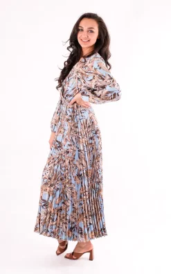 Discount ⭐ Pinstripe Thin Leaf Print V Neck Wrap Maxi In Blue 💯 -Alie Street Shop unnamed file 894