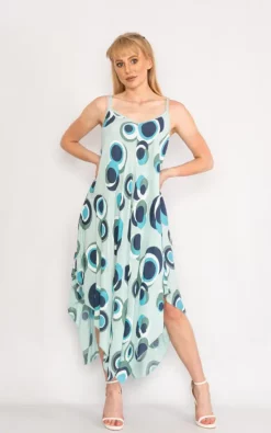 Best Pirce 🔥 LOES House Circle Pattern Handkerchief 👗 Dress In Mint 🧨