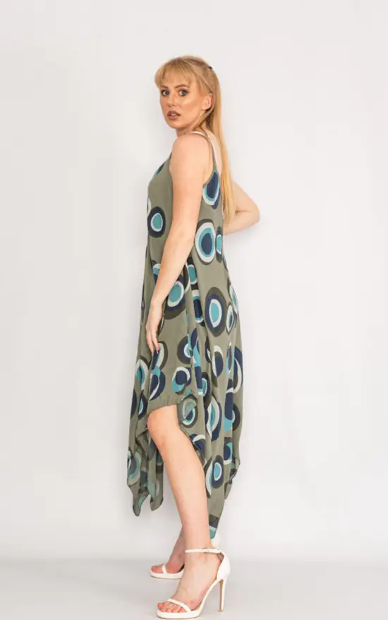 Wholesale π LOES House Circle Pattern Handkerchief π Dress In Khaki π 4 Wholesale π LOES House Circle Pattern Handkerchief π Dress In Khaki π - Image 2