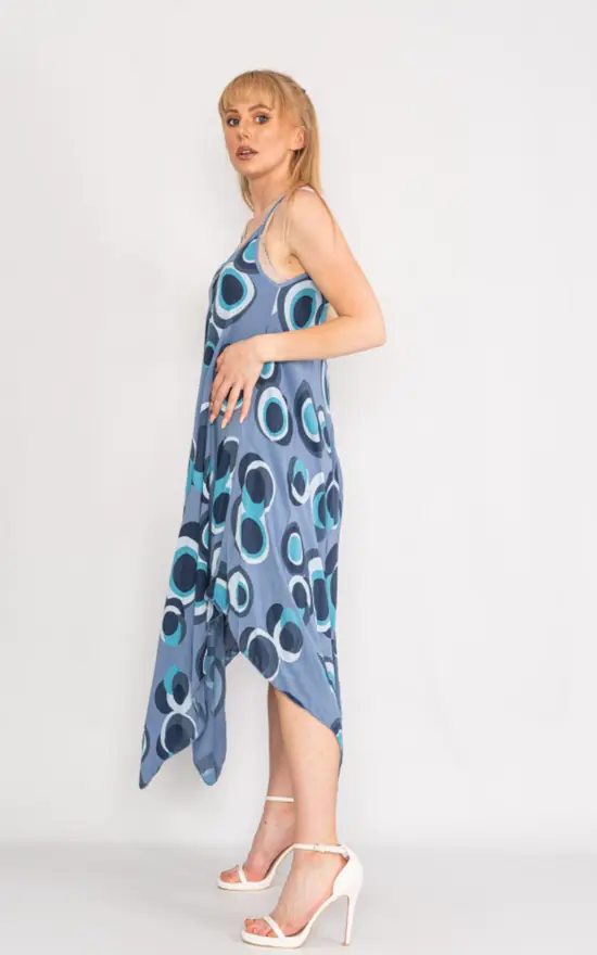 Brand new π― LOES House Circle Pattern Handkerchief π Dress In Denim Blue π 4 Brand new π― LOES House Circle Pattern Handkerchief π Dress In Denim Blue π - Image 2