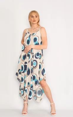 Hot Sale 🧨 LOES House Circle Pattern Handkerchief 👗 Dress In Beige 🥰