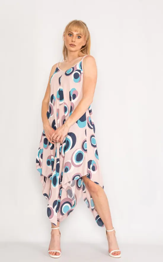 New π― LOES House Circle Pattern Handkerchief π Dress In Baby Pink β 3 New π― LOES House Circle Pattern Handkerchief π Dress In Baby Pink β