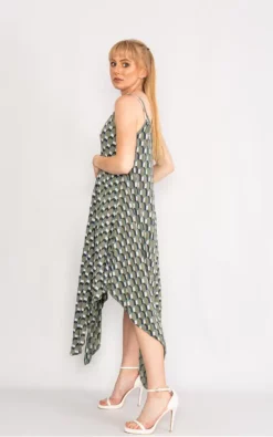 Deals 💯 LOES House Geometric Pattern Handkerchief 👗 Dress In Khaki 🎉 -Alie Street Shop unnamed file 944