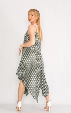 Deals 💯 LOES House Geometric Pattern Handkerchief 👗 Dress In Khaki 🎉 -Alie Street Shop unnamed file 945