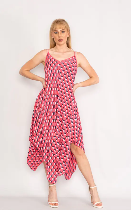 Discount π€© LOES House Geometric Pattern Handkerchief π Dress In Fuchsia β 3 Discount π€© LOES House Geometric Pattern Handkerchief π Dress In Fuchsia β