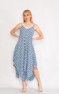 Promo β LOES House Geometric Pattern Handkerchief π Dress In Denim Blue π₯°