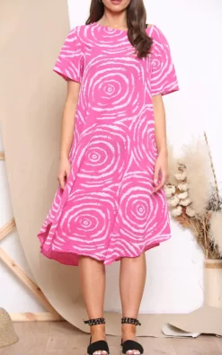 Best reviews of 🔥 LOES House Swirl Pattern Short Sleeve 👗 Dress In Fuchsia 🎁 -Alie Street Shop unnamed file 966
