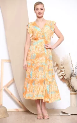 Brand new 👏 LOES House Leopard Print Long Sleeve Maxi 👗 Dress In Orange 🥰