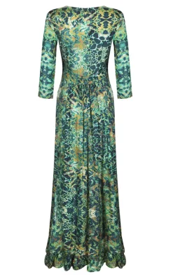 Best Pirce 🛒 Sophia Alexia Emerald Leopard Ruffle Wrap 👗 Dress 👏 -Alie Street Shop wb RWDEL invis back