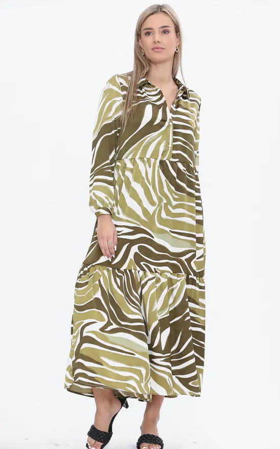 Wholesale π LOVE SUNSHINE Green Zebra Printed Bubble Satin Maxi Smock π Dress π 4 Wholesale π LOVE SUNSHINE Green Zebra Printed Bubble Satin Maxi Smock π Dress π - Image 2